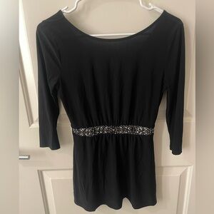 WHBM Elegant Black Women's Top with Embellished Waist XS